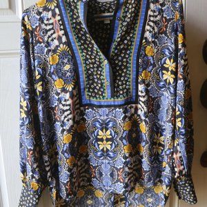 LOFT Half Button Front Long Sleeve Shirt